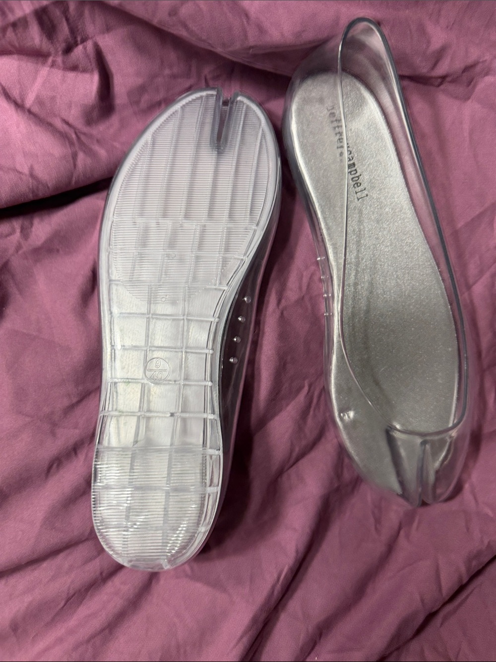 Jeffrey Campbell Clear Jelly Split-Toe Ballet Flats with Silver Insole - Picture 3 of 5
